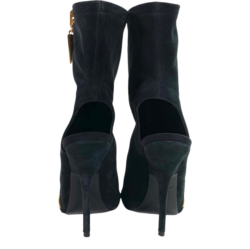 Giuseppe Zanotti Alien Boots Booties Black Suede Open Toe Cut Out - Picture 6 of 13